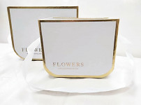 Flower (květinový) box - hranatý -  bílo- zlatý- 14,5 cm  