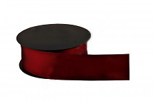 Stuha atlasová s drátem vínová - 4 cm - 9 m 