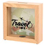 Pokladnička dřevěná Travel time - 15x15x5 cm