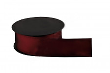 Stuha atlasová s drátem bordo - 4 cm - 9 m  