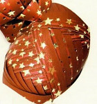 Vázací stuha dárková 10 m - červená - zlaté hvězdy