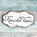 Dřevěná cedulka vintage 9 cm - Kouzelné Vánoce