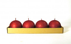 Adventní svíčky Rustik LUX - koule červené glitr 6 cm 