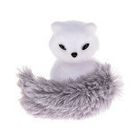 Liška bílá s šedým ocasem na klipu - 11 cm 