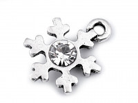 Přívěsek kovový vločka s kamínkem 15 mm - 1ks Přívěsek kovový vločka s kamínkem 15 mm - 1ks