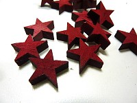 Dřevěné  hvězdičky  2 cm - červené - 10 ks