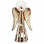 Svícen anděl s trubkou 35 cm - zlatý