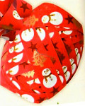 Vázací stuha dárková 10 m - červená se sněhuláky