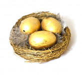 Hnízdečko 12 cm se 3 zlatými vajíčky 