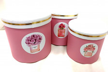 Dárkový (květinový) box kulatý - charming you - růžovo- bílý - 15 cm