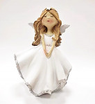 Andělka Lada s rozevlátou sukní - bílo-šedá -14 cm