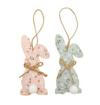 Zajíček textilní růžový/modrý 12 cm závěs - 2 ks Zajíček textilní růžový/modrý 12 cm závěs - 2 ks