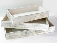 Dřevěný podnos bílý s patinou - 35 x 16 x 3 cm 
