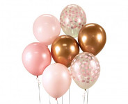 Sada balónků 7 ks - rosegold- růžová