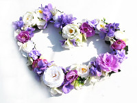 Srdce květinové na auto 42 cm  - fialové