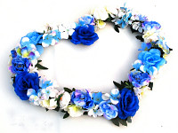 Srdce květinové na auto 42 cm  - modré