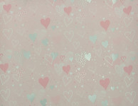 Balicí dárkový papír -  růžovostříbrná srdíčka - 150 cm x 70 cm 