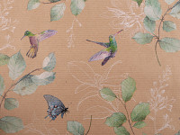 Balicí dárkový papír přírodní s kolibříky  - 200 cm x 70 cm  