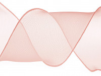 Stuha organzová s perleťovým leskem 80mm/4,4m - pudrově růžová