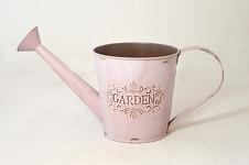 Plechová konvička Garden - růžová - 14,5 cm 