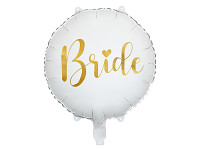 Fóliový kulatý 45 cm balónek Bride - bílý/zlatý