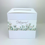 Krabička na peníze (přání) - bílá s lučním motivem - Dary a přání