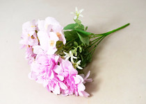 Kytice jiřiny a hortenzie 32 cm - sv. fialová