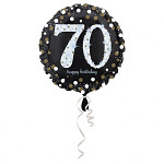 Foliový balonek kulatý 43 cm  - happy birthday - 70