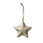 Hvězdička plechová zeleno/zlatá patina - 8 cm 
