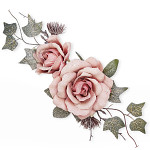 Růže růžové se sněhem - přízdoba 35 cm  
