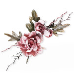 Růže starorůžové se sněhem - přízdoba 30 cm