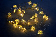 Světelný řetěz vločky - teplé světlo - 30 LED - 300 cm
