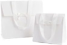 Dárková taška (kabelka) bílá s mašličkou - 16x8x14 cm