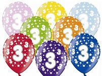 Narozeninové balonky - 3. narozeniny - 10 ks - klučičí mix