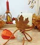 Svíčka rustik krémová podzimní - 5 x 10 cm