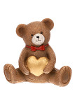 Medvídek sedící se zlatým srdcem 90 mm - hnědý 