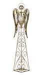 Anděl plechový zlatý -  svícen na čajovou svíčku - 60 cm