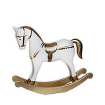 Houpací koník dřevěný - krémový vintage - 12 cm
