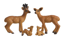 Figurky zvířátka polyrezin - jelen, laň  a koloušci