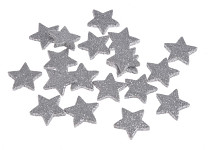 Hvězdička malá 30 mm plochá - stříbrná glitter - 1ks 