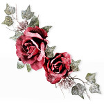 Růže bordo se sněhem - přízdoba 35 cm 