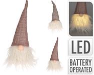 Chlupatý skřítek LED růžová čepice  - 30 cm 