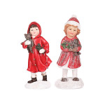 Děti zimy stojící červené - HOLKA - 13 cm  