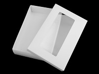 Dárková krabička bílá s průhledem - 145x225x45 mm