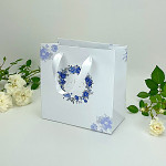 Dárková taška svatební malá - modré květy