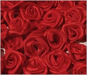 Saténové mini růžičky 10 mm - červené - 1 ks