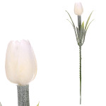 Tulipán umělý MINI - bílý