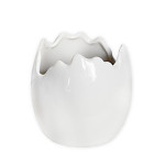 Porcelánová bílá skořápka s peříčkem - 8 cm