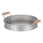 Tác plechový kulatý s uchy 25 cm - stříbrný