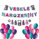 Girlanda (banner) 12 x 120 cm + balónky - Veselé narozeniny Make-up 